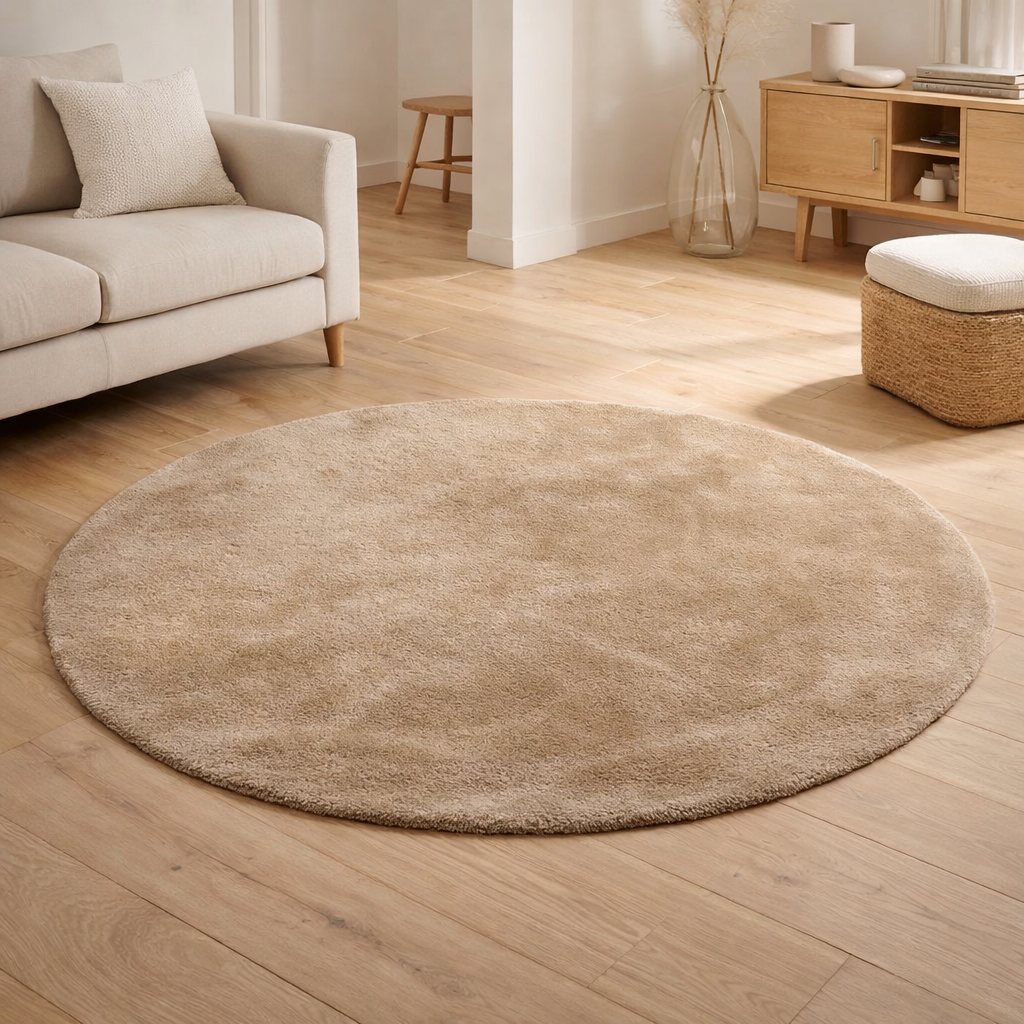 Tapis Miami - Sable, 100% Polyester, Ø160 cm en situation