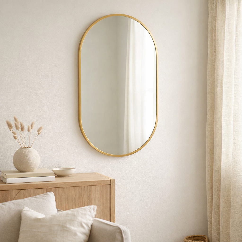 Miroir Madrid - Laiton, Aluminium/Verre, 50x80 cm en situation