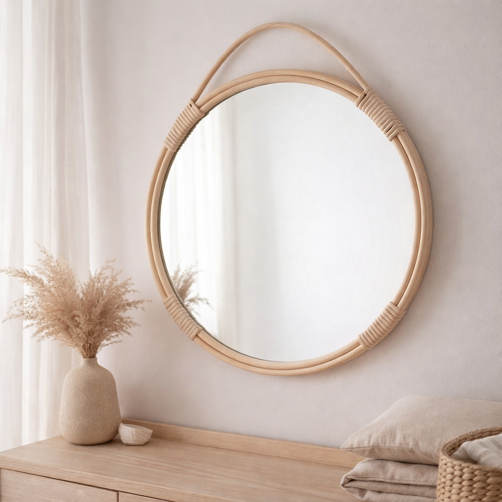 Bad Mirror - Naturel, Rotin, Ø50 cm en situation