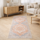 Tapis de Couloir Havana - Bleu/Orange, Polyester Chenille, 80x200 cm en situation