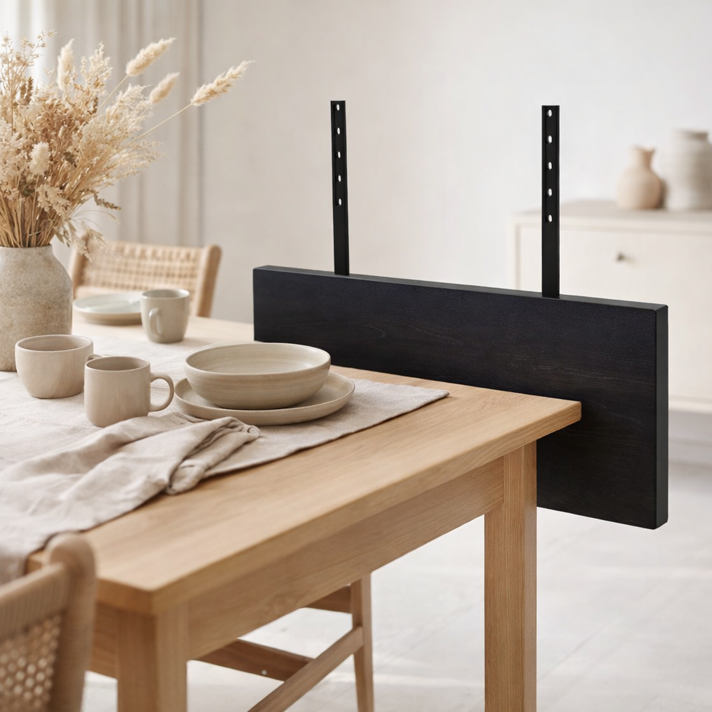 Plaques d'extension pour table Toulon/Montpellier/Bordeaux - Noir, Chêne/Acier, 95x50x4 cm - Lot de 2 en situation