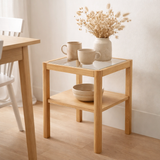 Lourmarin Table d'appoint, chêne/placage chêne/verre trempé, naturel, 40x40x45 cm en situation