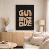 Décoration murale touffetée Tine, beige/noir, 50x70 cm en situation