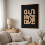 Décoration murale touffetée Tine, beige/noir, 50x70 cm en situation