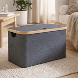 Panier Noto - Gris Foncé, Bambou/Polyester, 30x45x25 cm en situation