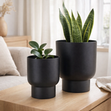 Pots de Fleurs Fulda - Métal, Noir - Lot de 2 en situation