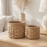 Penela Basket - Panier, papier, marron clair, lot de 2 en situation