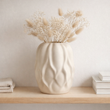 Vase - Vase, céramique, beige, 19,5x19,5x26 cm en situation