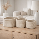 Paniers Teixo - Coton, Beige - Lot de 3 en situation