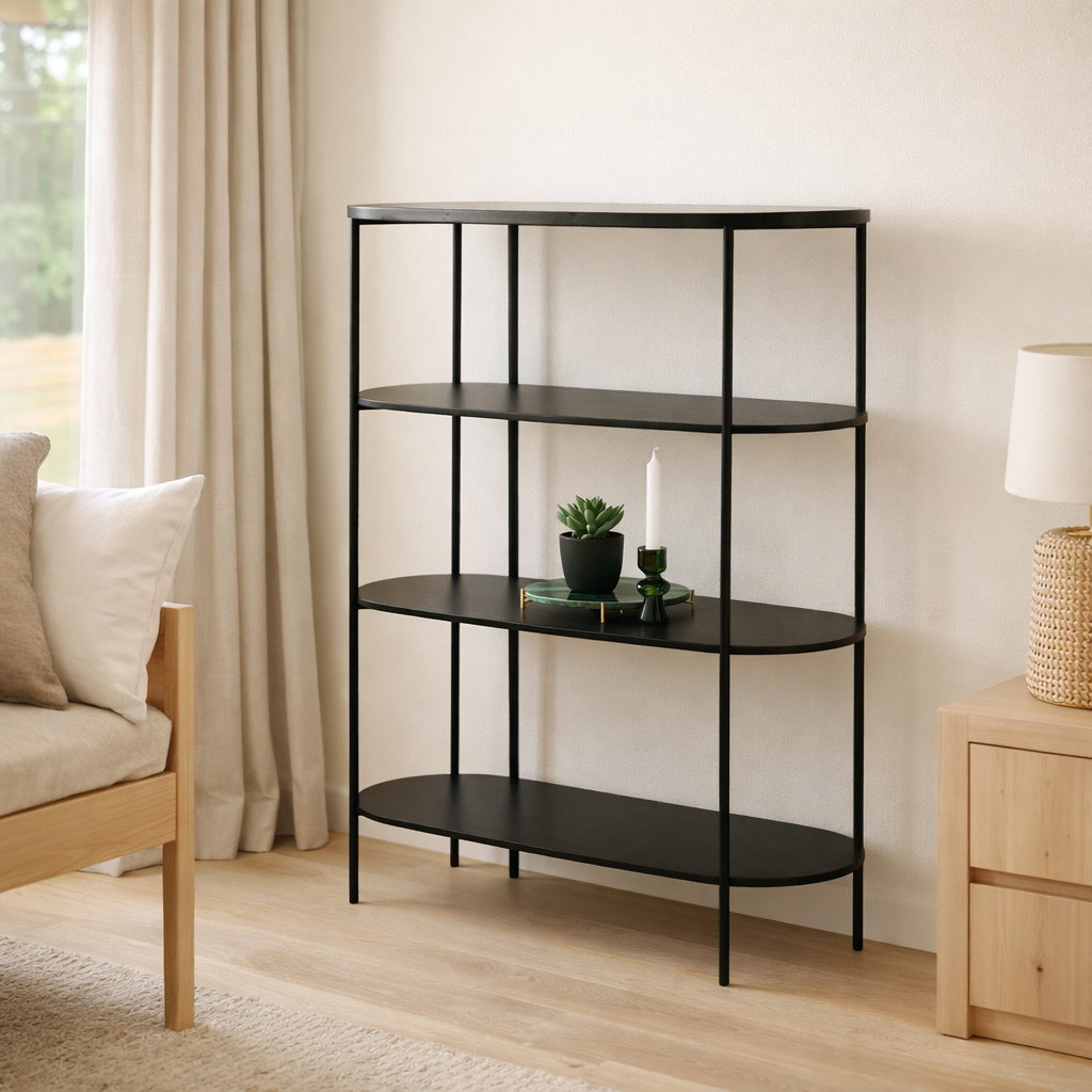 Étagère Vita - Black, acier / panneau de particules / feuille de mélamine, 85x36x111 cm en situation
