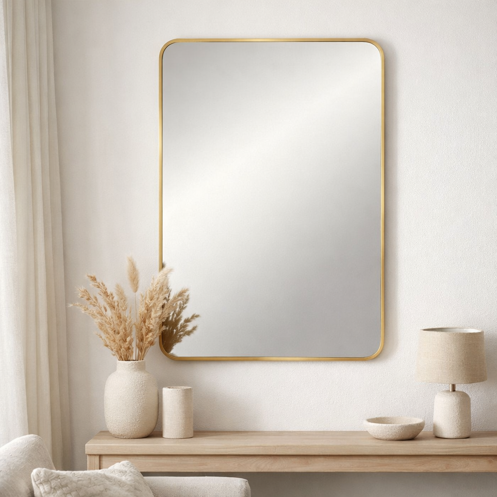 Miroir Madrid - Laiton, Aluminium, Verre, 50x70cm en situation