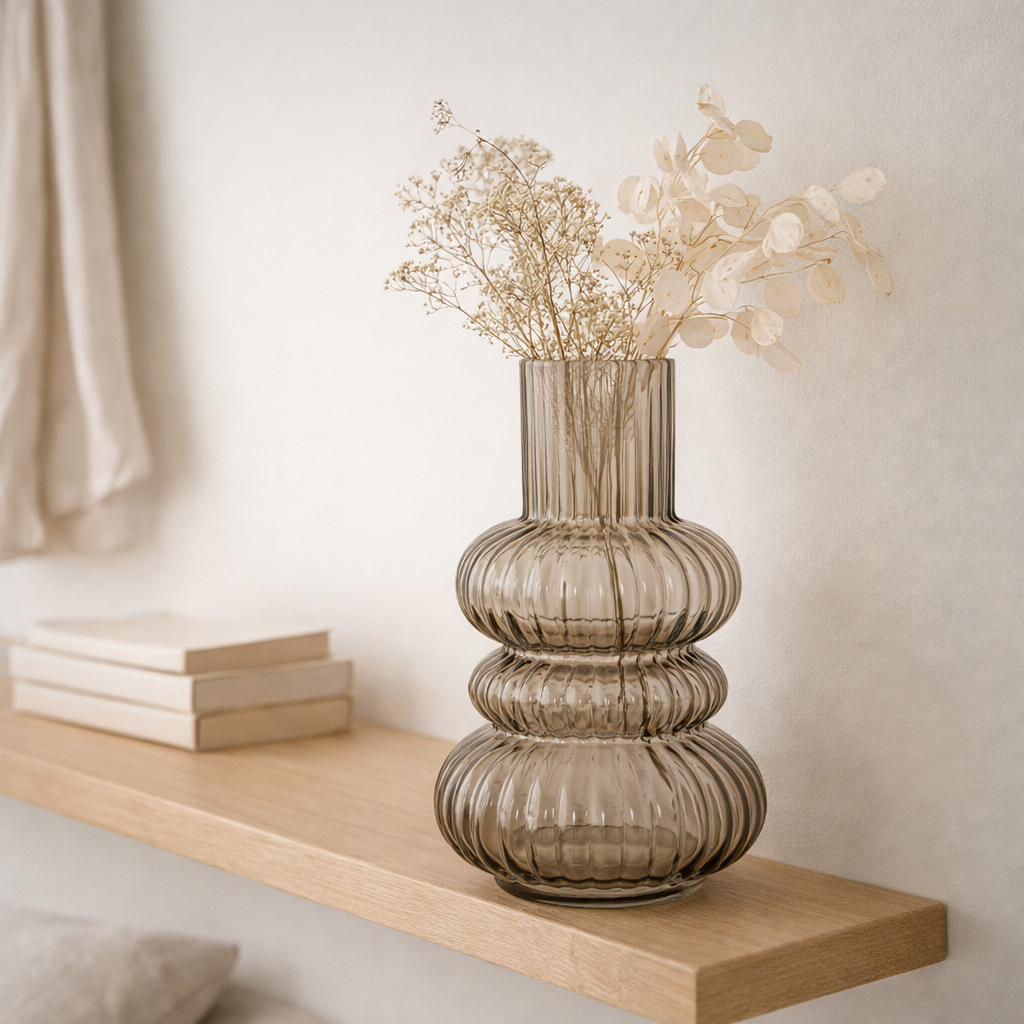 Vase - Fumé, Verre Soufflé Bouche, Ø15x25 cm en situation