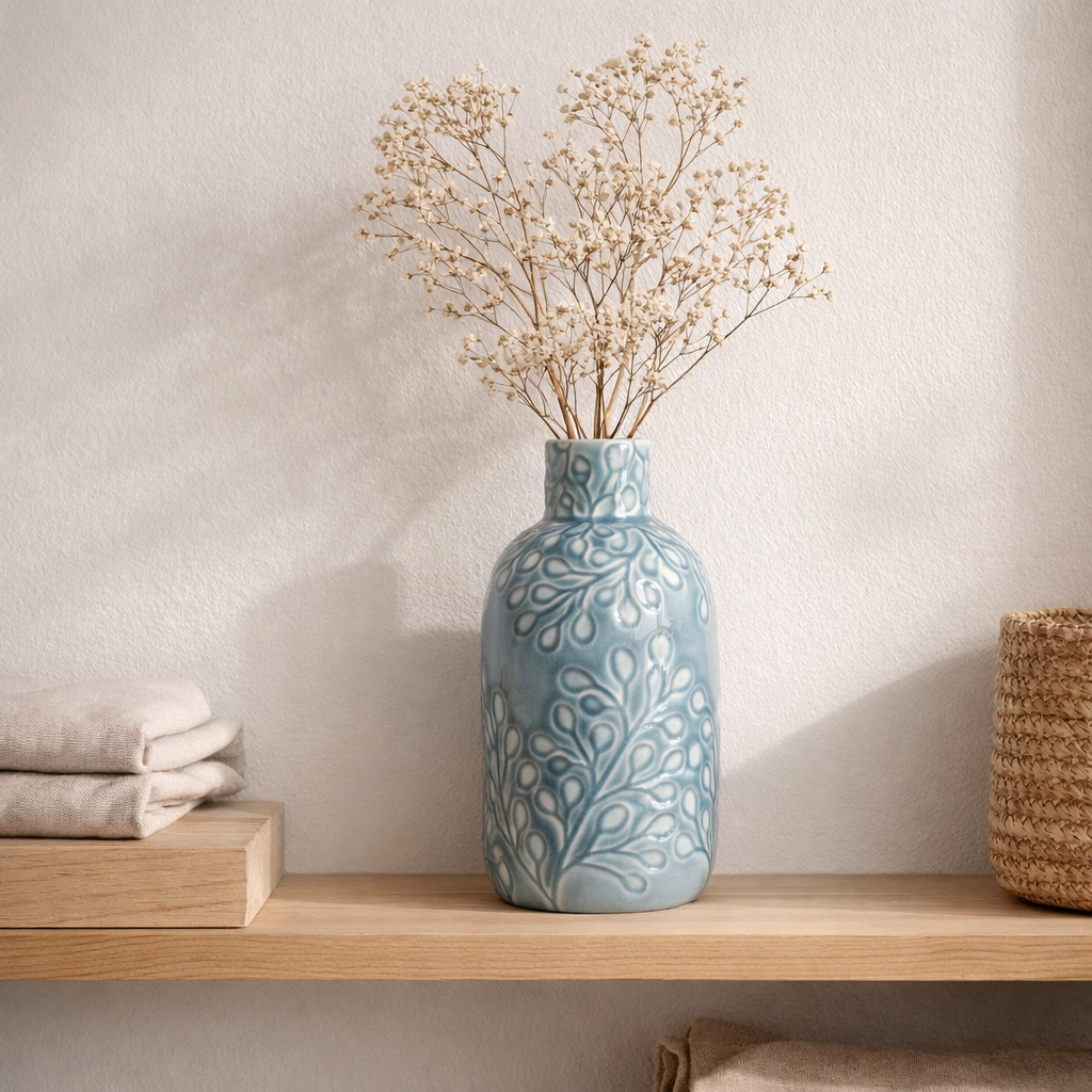 Vase - Bleu, Céramique, 12x26cm en situation