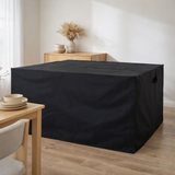 Housse luxe pour table et 4 chaises, polyester 600D 210g/m2 enduit PU, hydrofuge, noir en situation