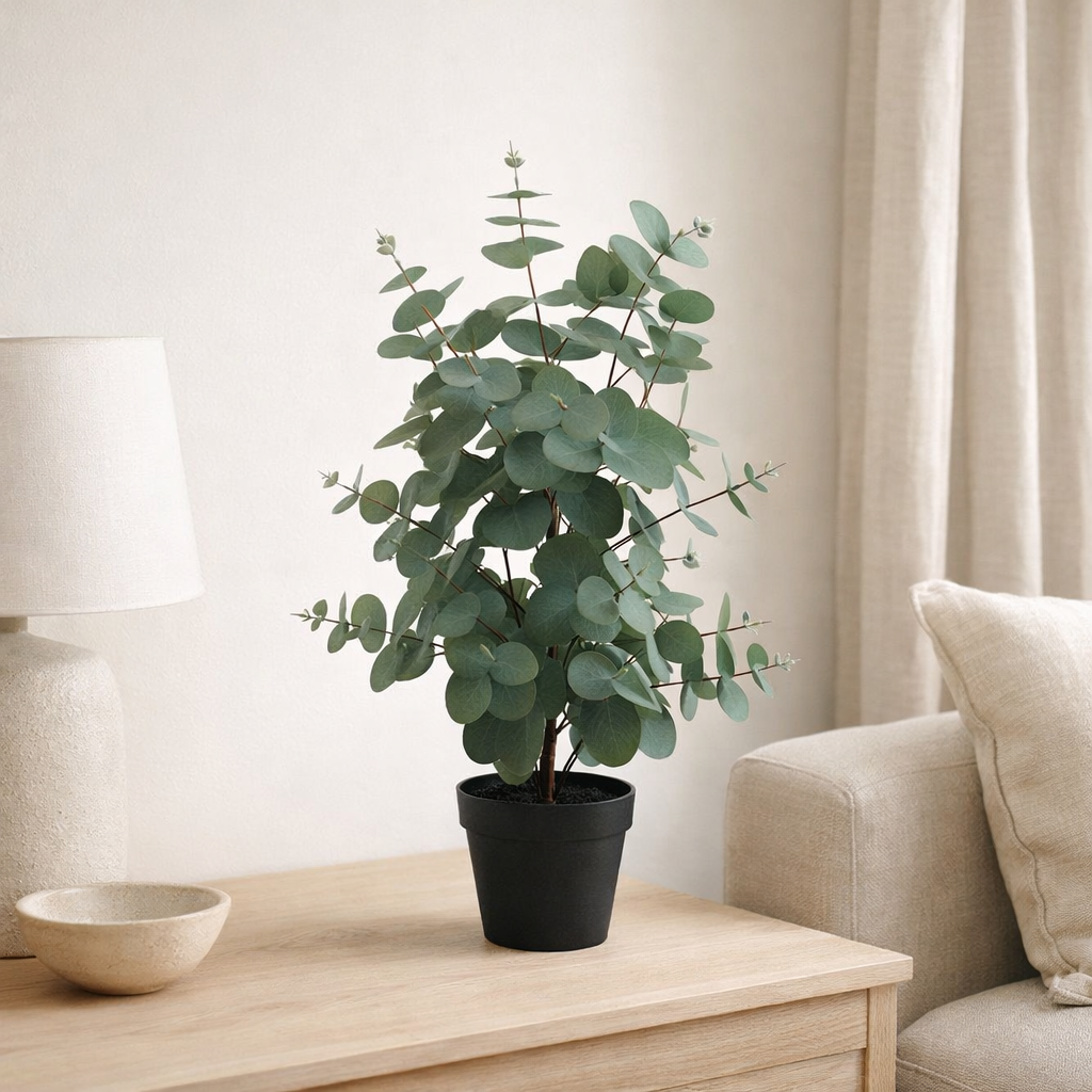 Feuille d'eucalyptus artificielle en situation