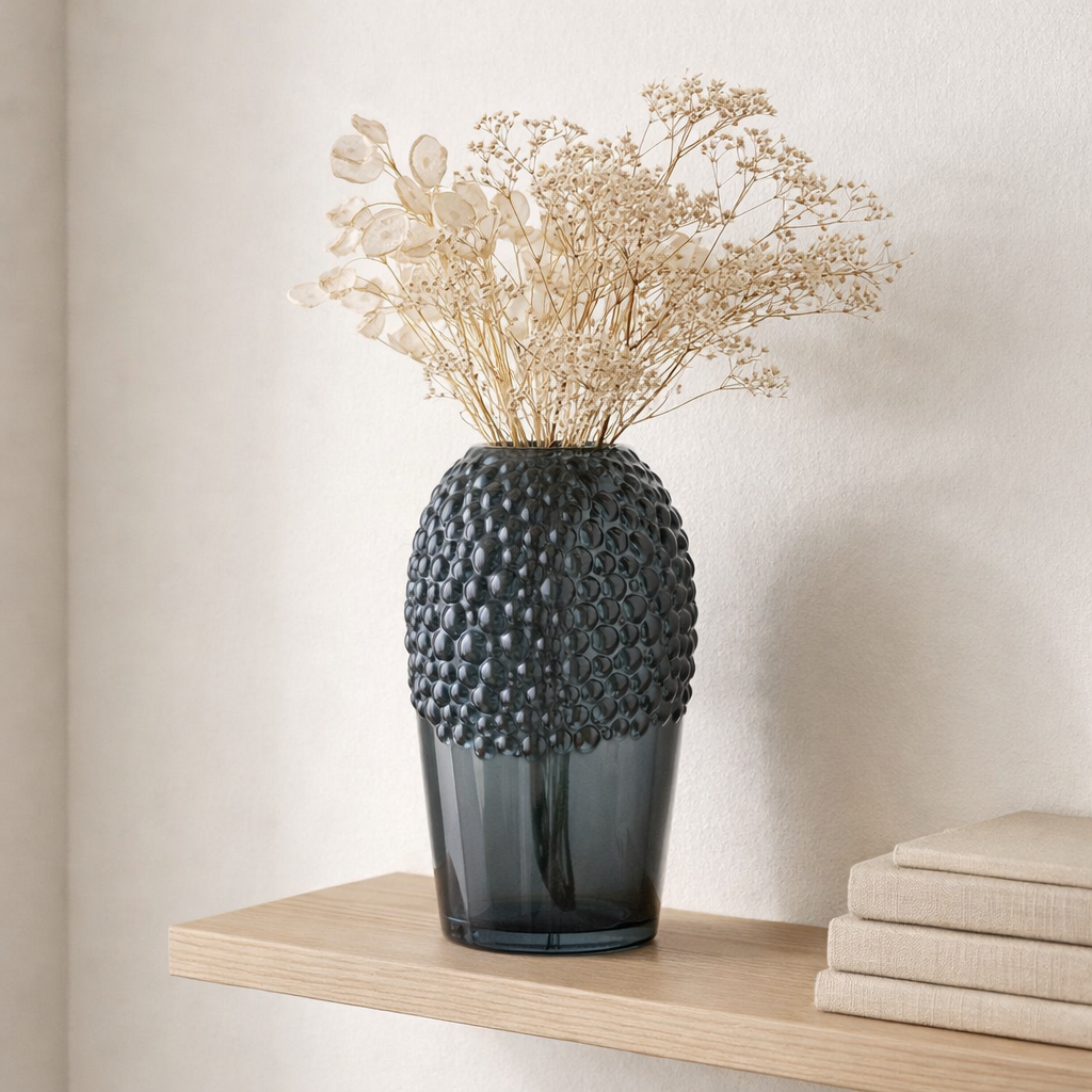 Vase, verre, gris foncé, ø14x25 cm en situation