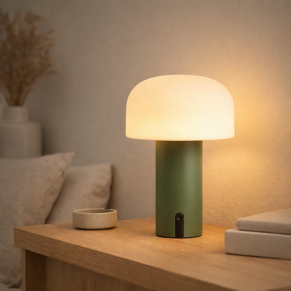Lampe LED Soham, rechargeable, blanc/vert en situation