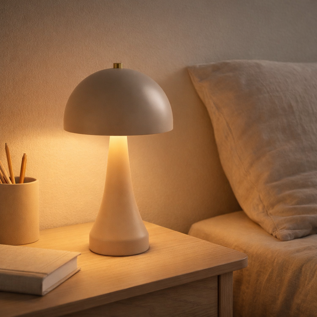 Lampe de table LED Liss - Lampe de table, rechargeable, sable en situation