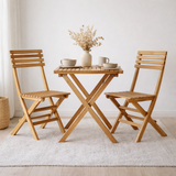 Ensemble Cuenca Café - Ensemble Café, 2 chaises et 1 table, teck, naturel en situation