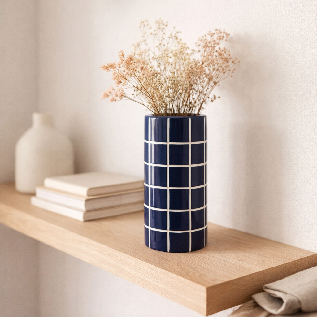 Vase Retro Tiles Round Medium en situation
