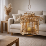 Lanterne J-Line Hanging Low - rotin - naturel en situation