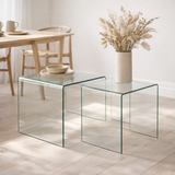 Table d'appoint J-Line - verre - transparent - lot de 2 en situation