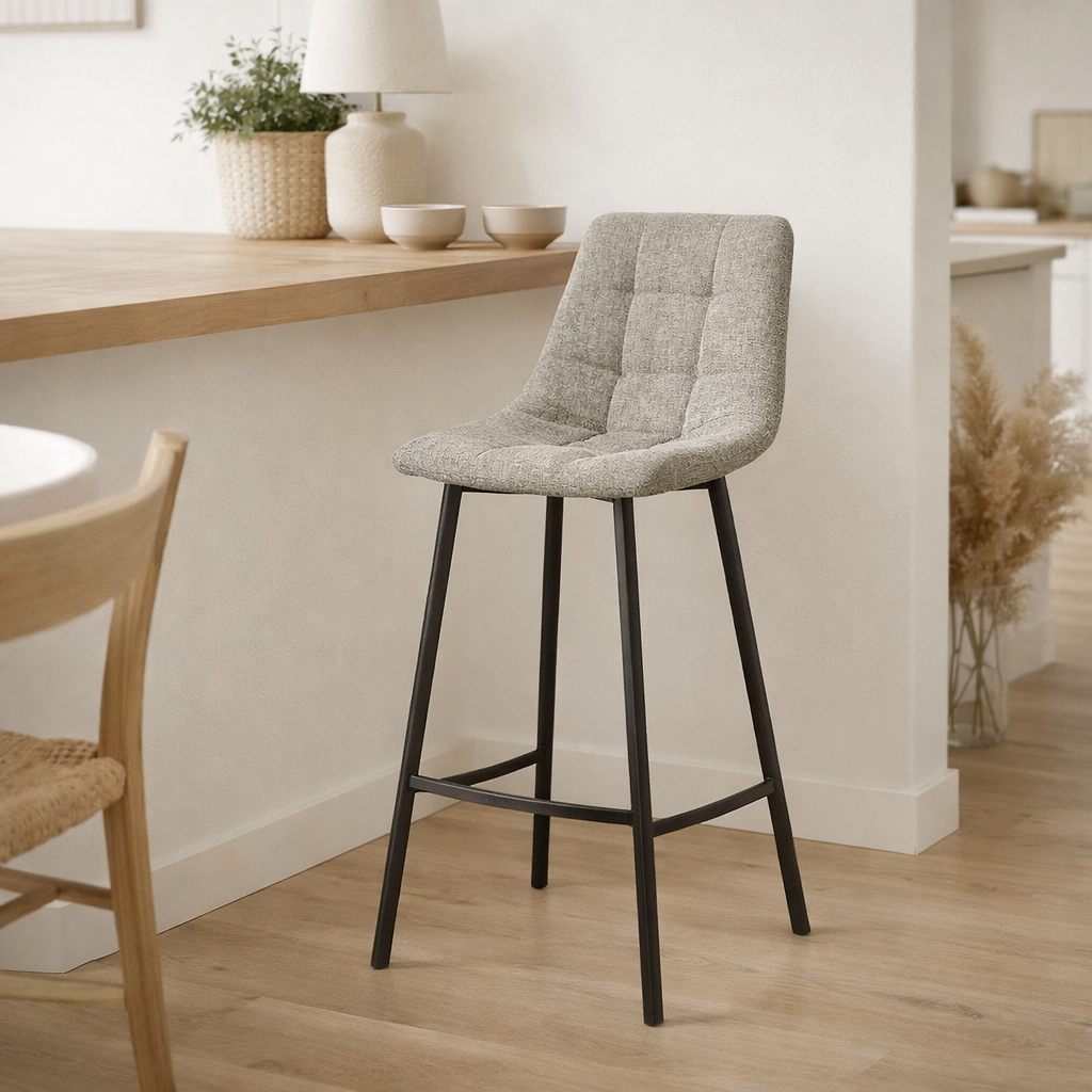 Chaise de bar J-Line Stephane - textile/métal - gris en situation