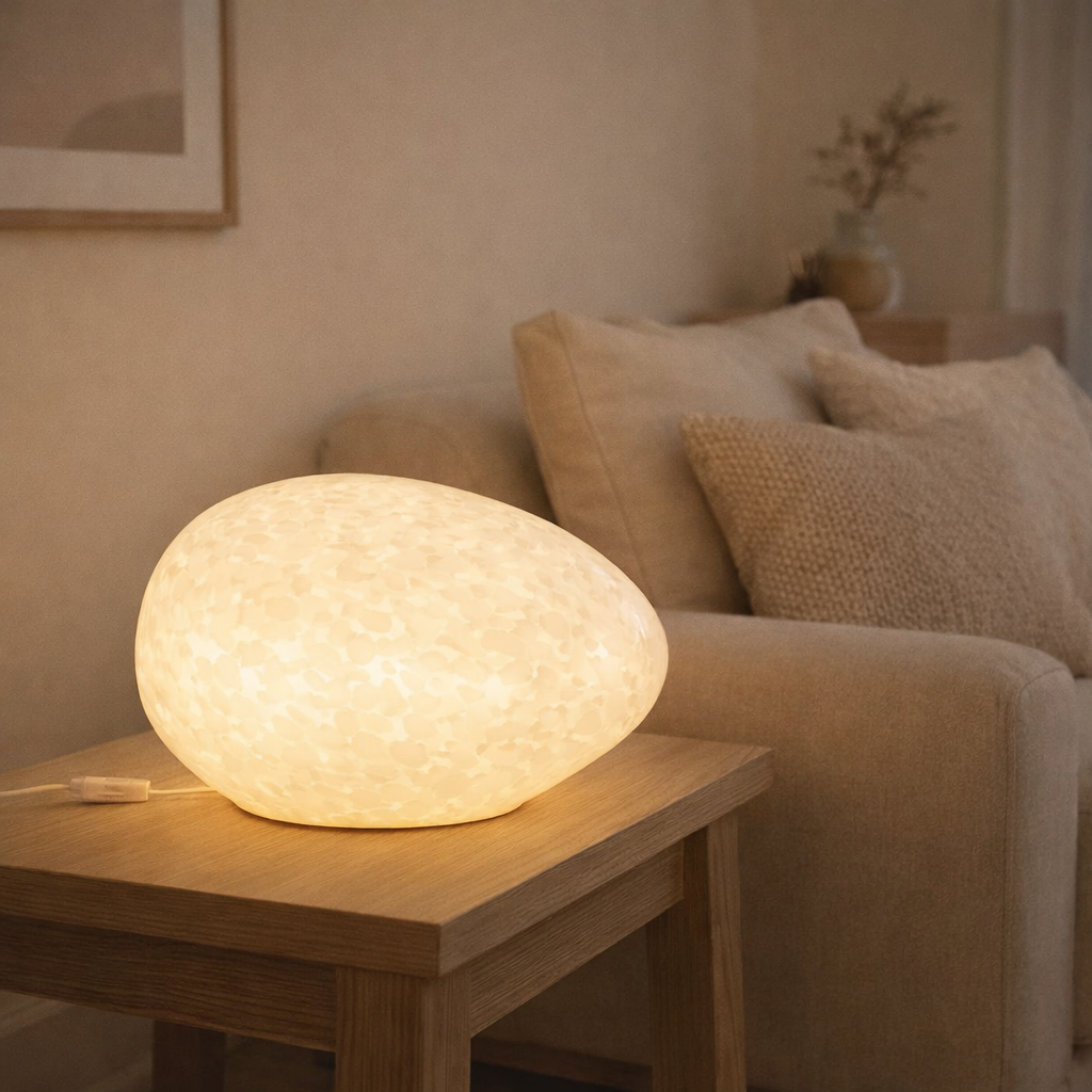 Lampe J-Line Dany Stains Ovale - verre - blanc en situation