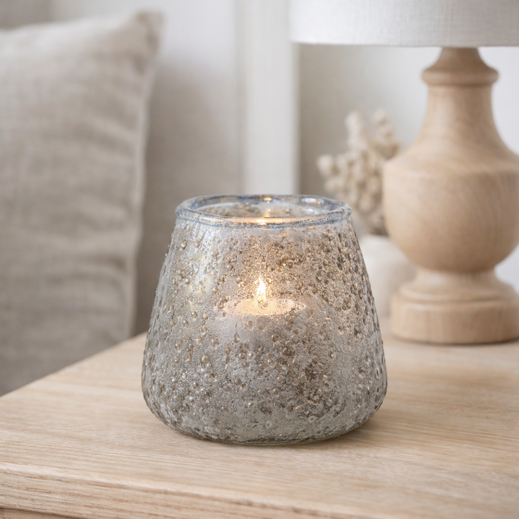 Photophore J-Line - verre - gris - petit en situation