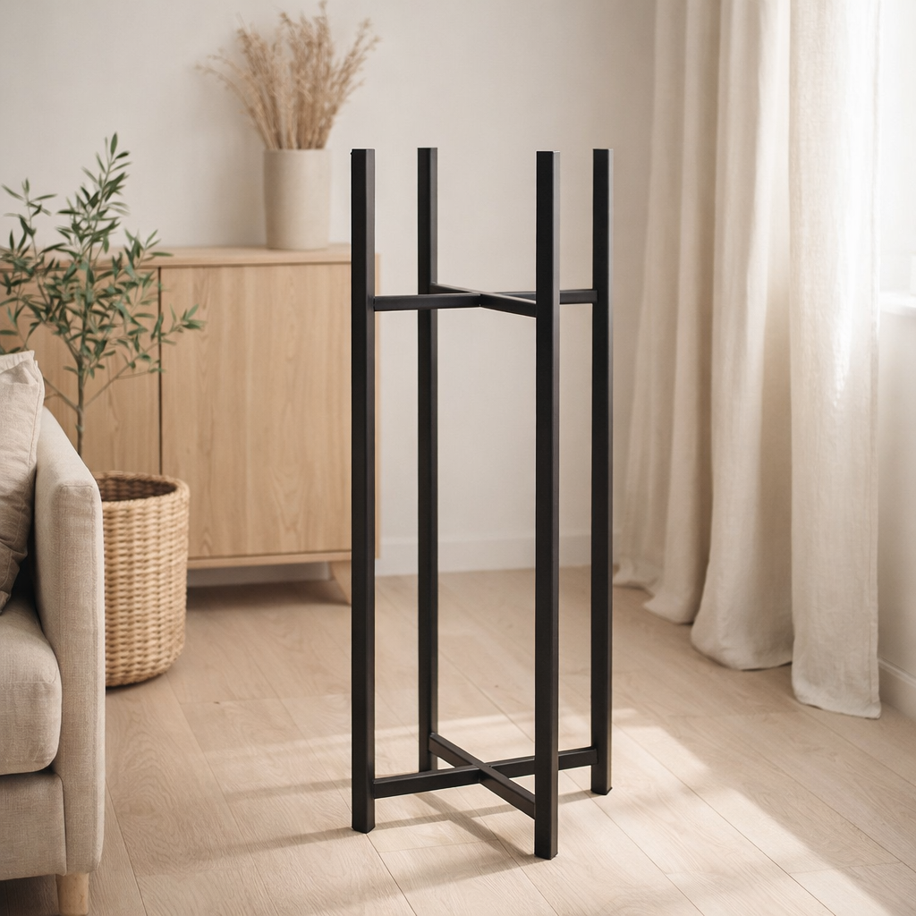 Base J -line pour Flowerpot / Basket - Metal - Black - Medium - 83 cm de haut en situation