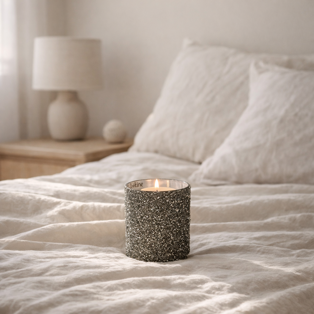 Photophore J-Line Glitter - verre - gris - moyen en situation