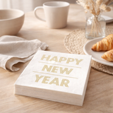Serviette J-Line NYE - papier - blanc/or - grand - paquet de 20 en situation