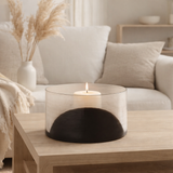 Bougeoir J-Line Circulo Flat - verre - noir - transparent en situation