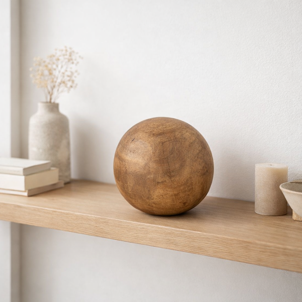 J -line Decoration Ball - Wood - Brown - Large en situation