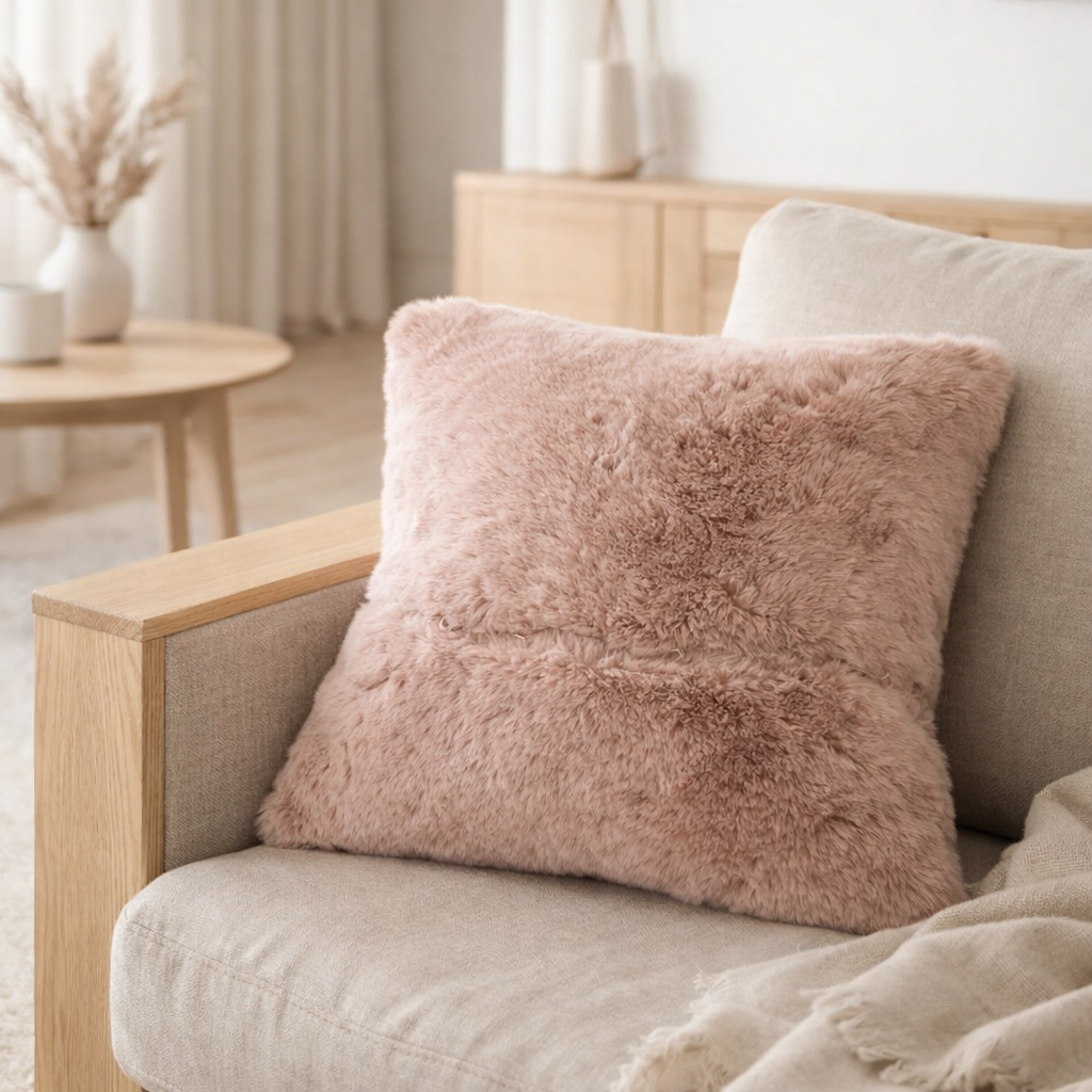 Coussin J-Line Cutie – polyester – rose poudré en situation