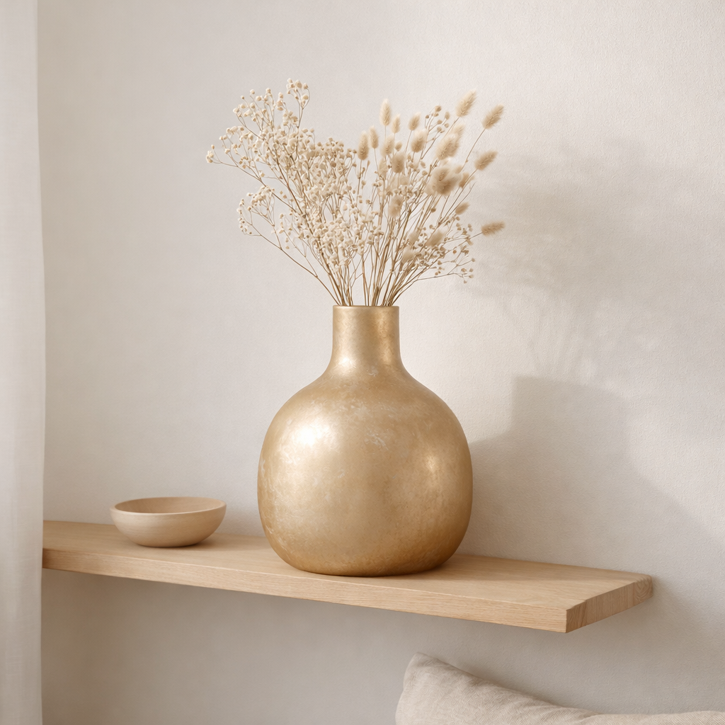 J-line vase Soda bouteille ronde - verre - or - 43 cm de haut en situation