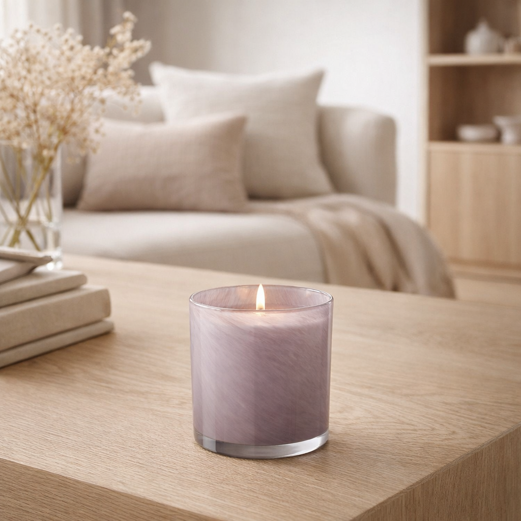 Photophore J-Line Jade - verre - violet clair - petit en situation