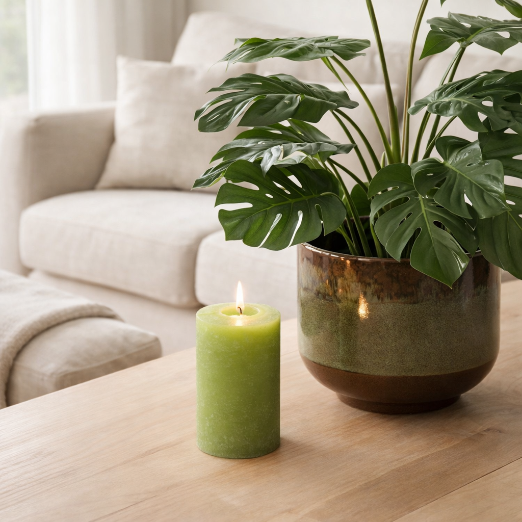 Bougie cylindrique J-Line - vert clair - XL - 95U en situation