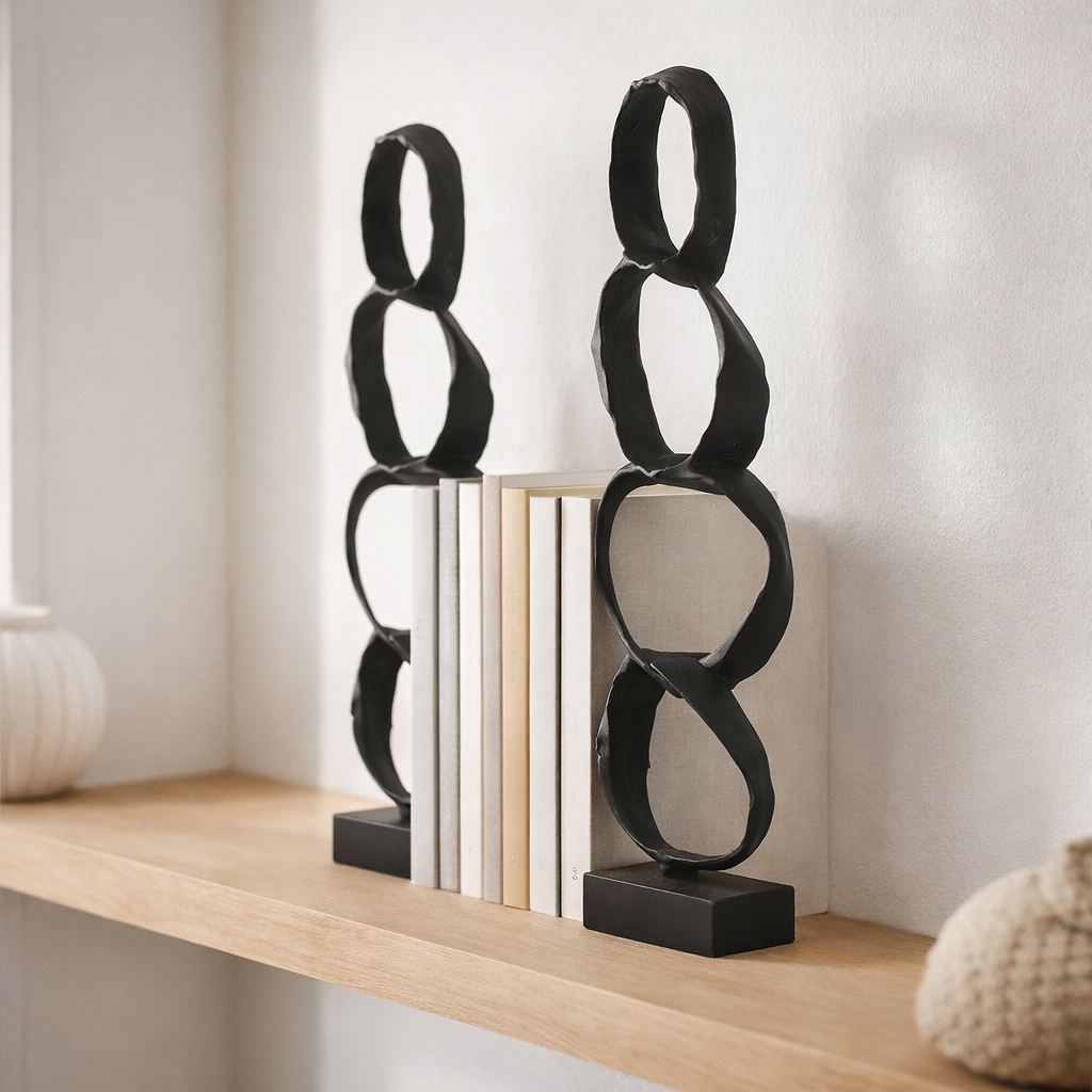 J-Line Decoration Figure Rings à pied - Aluminium - noir - grand en situation