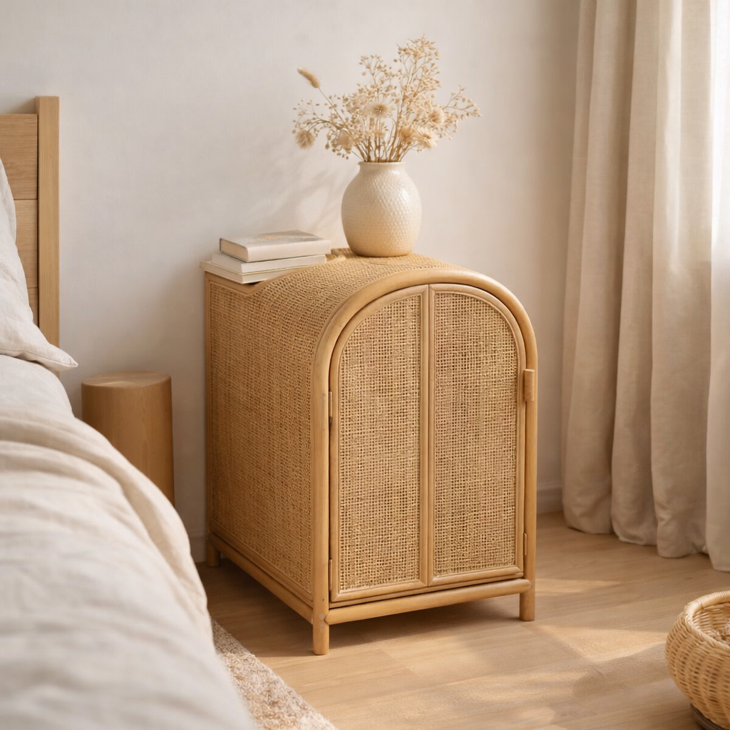 Armoire J-Line Ellen en rotin - 2 portes - jute - naturel - S en situation
