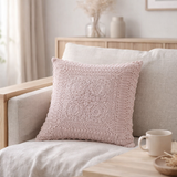 J-Line coussin Square Lace - coton - violet en situation