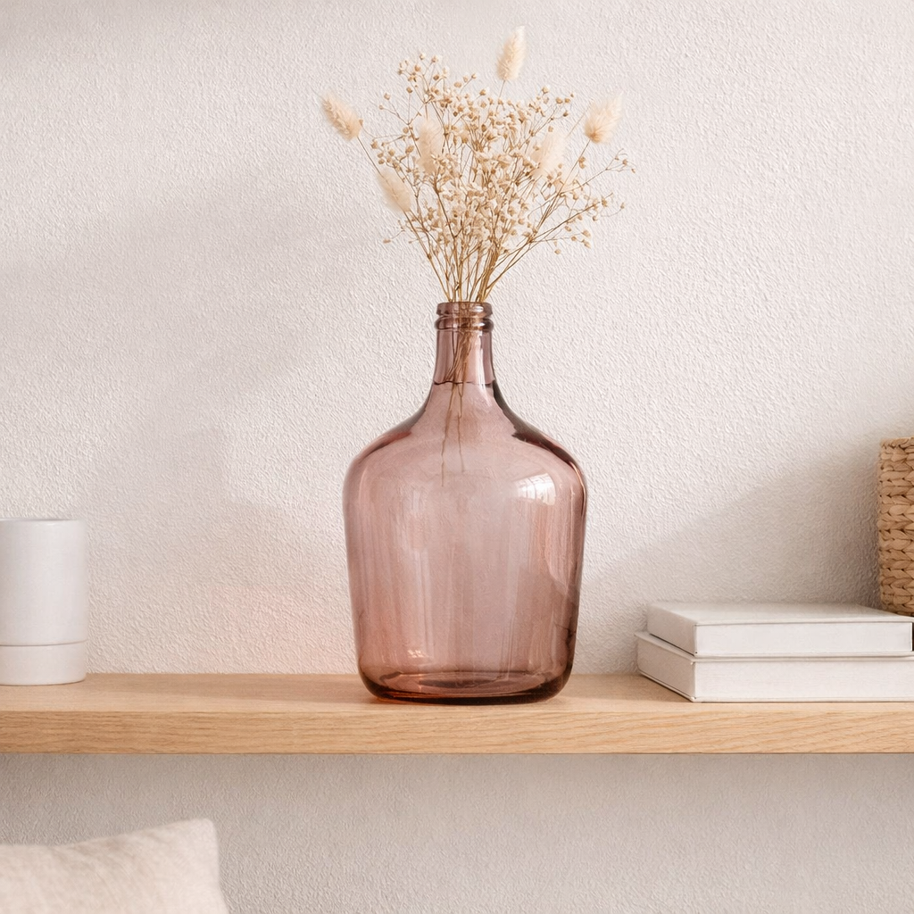 J-Line Vase Bottle Terra - Glass - Pink - Small - Ø 18 cm en situation