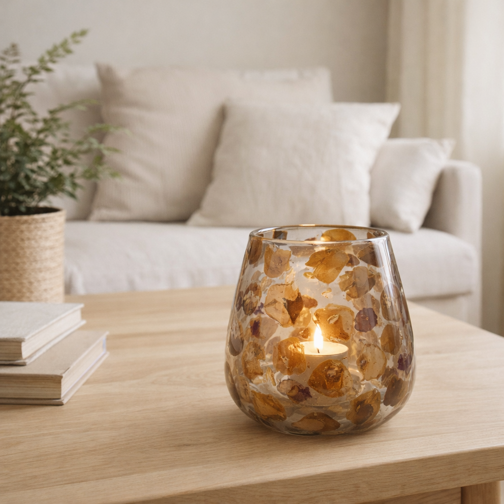 J -line Windlicht Gerard - Glass - Amber - Large en situation