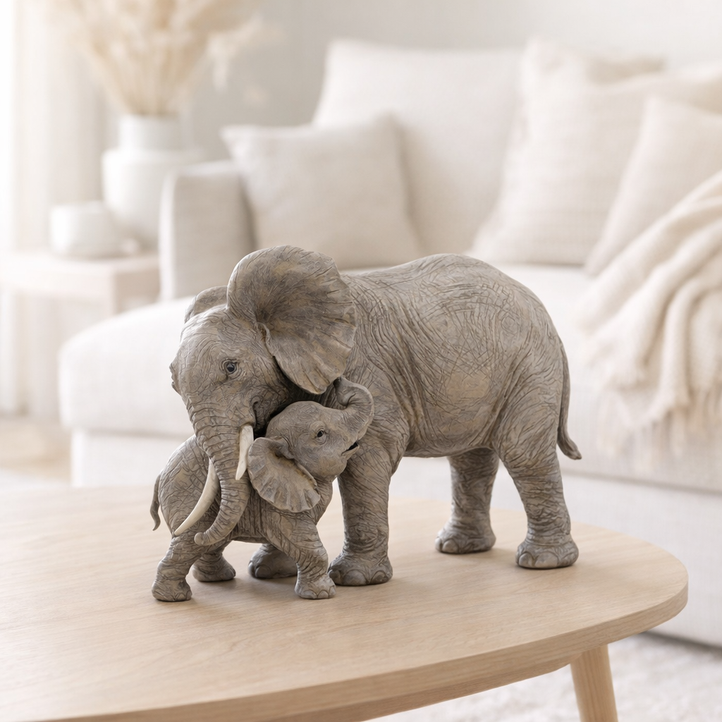 J-Line décoration Peluche Éléphant - polyrésine - gris - H 20,5 cm en situation