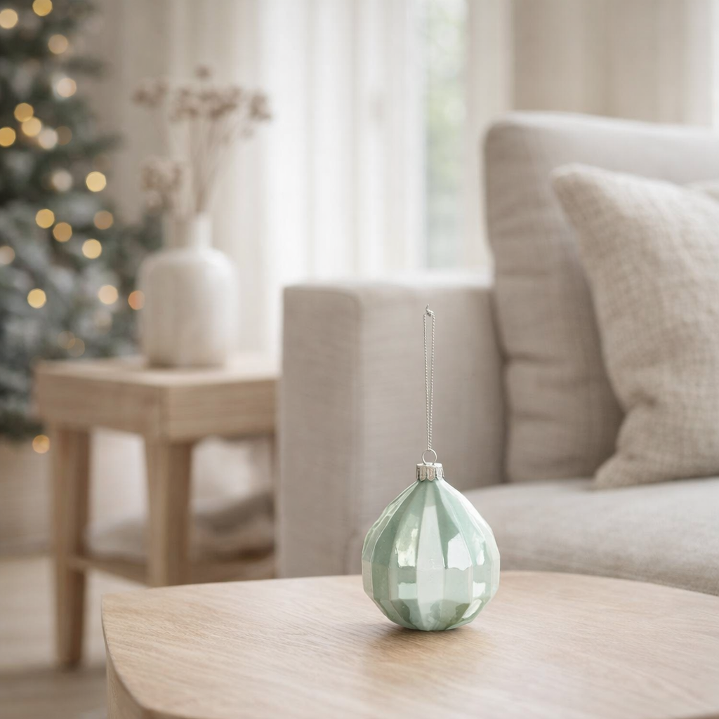 J-Line Boule de Noël Drop - verre - vert antique en situation