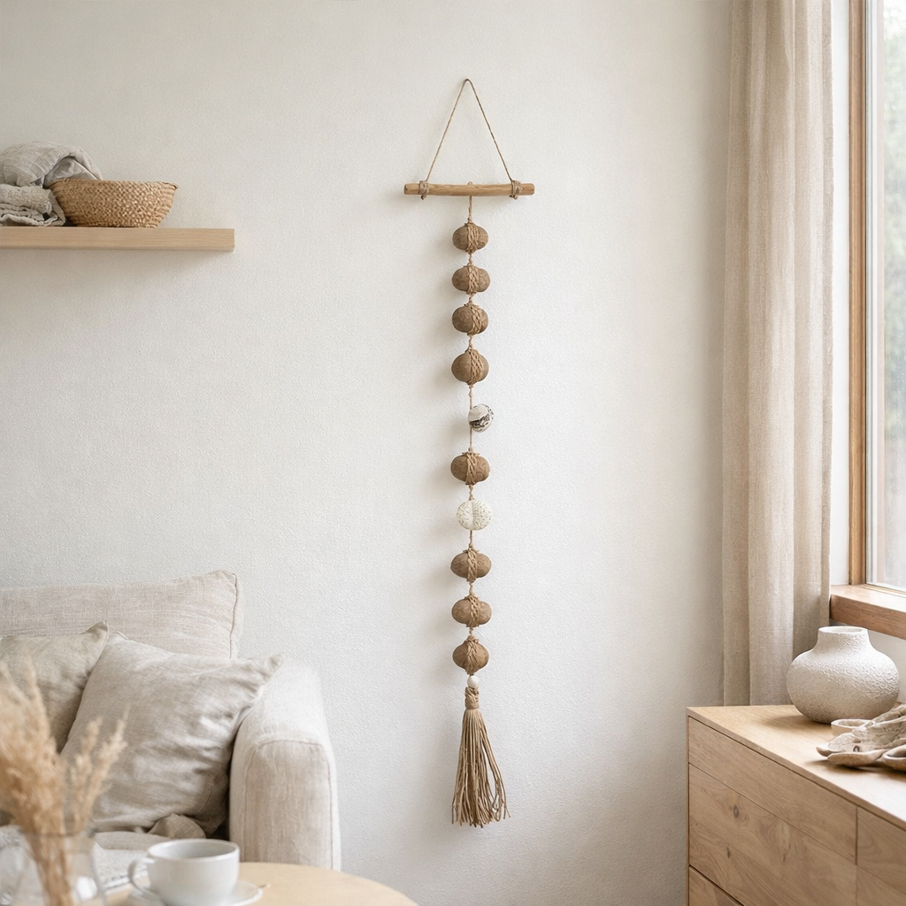 J-Lline Pendant Stone Rope - Riet - Naturel en situation