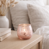 Photophore J-Line - verre - rose - petit en situation