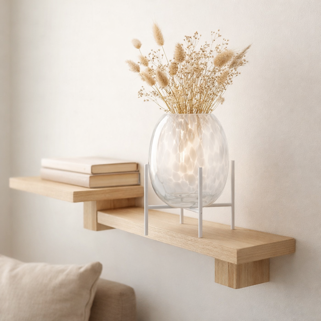 Vase J -line sur le point de pied - Verre - Transparent / Blanc - Small - Ø 15 cm en situation