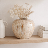J -line vase nuye bol - coquilles / bambou - beige - Ø 25 cm en situation