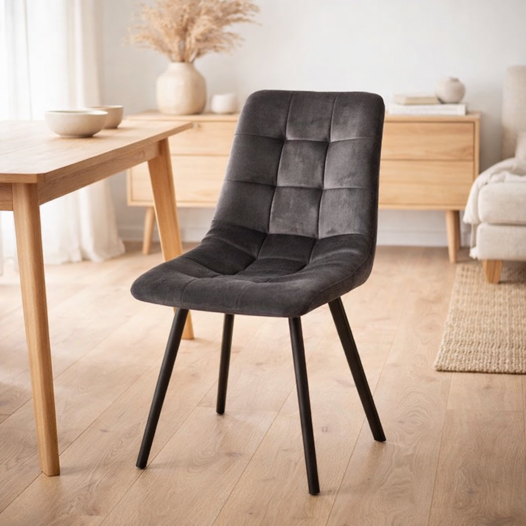 Chaise J-Line Morgan - textile/métal - gris en situation